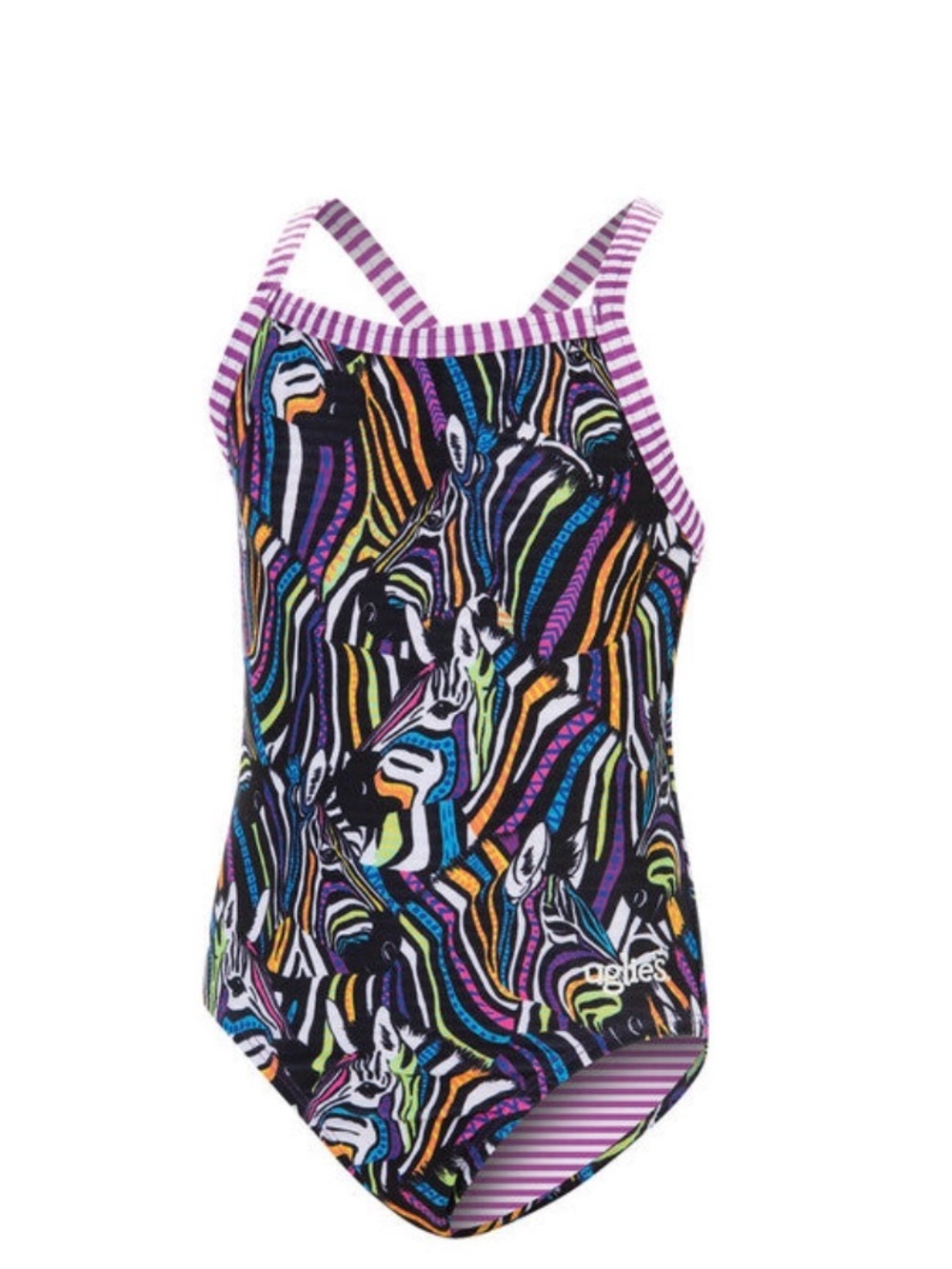 Colorful Zebra-Print One-Piece Swimsuit